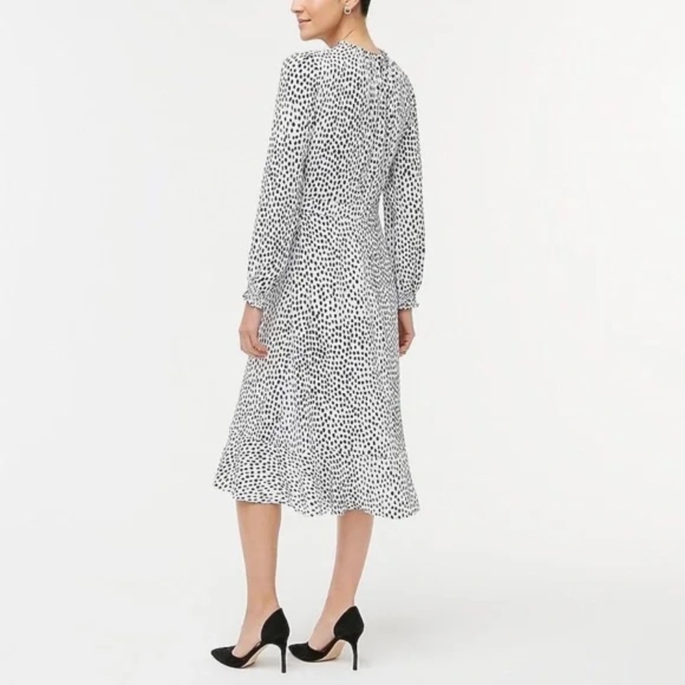 J. Crew Factory Blue and White Polka Dot Midi Dress